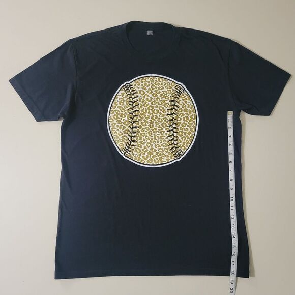 Next Level Apparel Crewneck Black Leopard Baseball Graphic Short Sleeve Tee - Picture 7 of 12